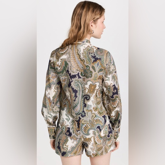 Veronica Beard Thorp Blouse in Army Multi - Picture 9 of 12
